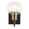 Jonathan Y Marais 5.88" 1-Light Iron/Glass Rustic Vintage LED Vanity Light, Black/Brass Gold JYL3526A - alternate 4