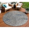 Homeroots 8' Silver Blue And Brown Round Abstract Washable Indoor Outdoor Area Rug 596832 - alternate 1