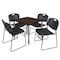 Regency Square Kee Adjustable Classroom Table W/ 4 Zeng Stack Chairs, 30 in W, 30 in L, Neo Walnut TB3030NWAPGY44BK - alternate 1