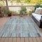 Homeroots 9' X 12' Teal Blue And Brown Striped Washable Indoor Outdoor Area Rug 631567 - alternate 2