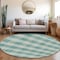 Homeroots 8' Teal Blue And Ivory Round Plaid Washable Indoor Outdoor Area Rug 595513 - alternate 3