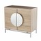 Homeroots 32in Natural and Chrome Mirrored Circle Double Door Bar Cabinet 401695 - alternate 2