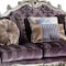 Homeroots 52" Dark Purple Velvet Curved Striped Sofa And Toss Pillows With Platinum Legs 348236 - alternate 2
