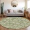 Homeroots 8' Green Gray And Ivory Round Floral Washable Indoor Outdoor Area Rug 595945 - alternate 2