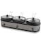 Megachef Triple 2.5 Qt Slow Cooker and Buffet Server in Silver and Black with 3 Ceramic Cooking Pots MC-1203 - alternate 2