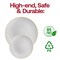 Smarty Had A Party 10.25" Gray with Gold Organic Round Disposable Plastic Dinner Plates (120 Plates), 120PK 930GG-CASE - alternate 3