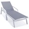 Leisuremod Marlin White Aluminum Patio Chaise Lounge Chair With Arms & Square Fire Pit Table, Dark Grey MLAWCF21-77DGR - alternate 4