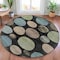 Homeroots 8' Black Fern Green And Teal Blue Round Geometric Washable Indoor Outdoor Area Rug 630557 - alternate 2
