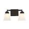 Jonathan Y Staunton 15" 2-Light Farmhouse Cottage Metal LED Vanity Light w/Frosted Glass Shades, Oil Rubbed Bron JYL7523A - alternate 1
