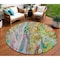 Homeroots 8' Green Gold And White Round Abstract Washable Indoor Outdoor Area Rug 577940 - alternate 1