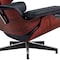 Homeroots 27" Black and Rosewood Tufted Genuine Leather Swivel Lounge Chair With Ottoman 636223 - alternate 3