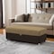 Homeroots 54" Camel Espresso and Silver Chenille And Faux Leather Tufted Storage Ottoman 608922 - alternate 1