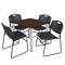 Regency Square Kee Breakroom Table W/ 4 Zeng Stack Chairs, 42 in W, 42 in L, Neo Walnut TB4242NWBPCM44BK - alternate 1