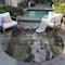 Homeroots 8' Charcoal And Black Round Abstract Washable Indoor Outdoor Area Rug 603163 - alternate 4