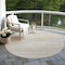 Homeroots 8' Linen Gray And Beige Round Striped Washable Indoor Outdoor Area Rug 597261 - alternate 3