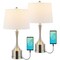 Jonathan Y Cooper 26" Classic French Country Iron LED Table Lamp with USB Charging Port, Nickel, 2PK JYL4045B-SET2 - alternate 1