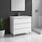 Homeroots 36" White Wood Freestanding Bathroom Vanity With White Sink And Three Drawers 627371 - alternate 2
