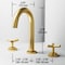 Vigo Jewel Two Handle Three-Hole Widespread Bathroom Faucet with Cross Handles in Matte Brushed Gold VG01308MG - alternate 2