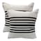 Homeroots Set of Two Black and White Striped Cotton Throw Pillows, 2PK 554561 - alternate 1