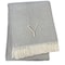 Homeroots 55" X 70" Gray White Herringbone Cotton Blend Y Initial Throw Blanket with Tassels Embroidery 655548 - alternate 2