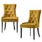 Homeroots Set of Two Tufted Yellow and Espresso Upholstered Velvet And Solid Wood Dining Side Chairs, 2PK 573300 - alternate 2