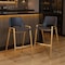 Homeroots Set of Two 30" Black and Gold Faux Leather and Steel Low Back Bar Height Bar Chairs 555663 - alternate 1