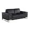 Homeroots 73in Black and Silver Italian Leather Loveseat 720504 - alternate 2