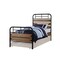 Homeroots Black And Oak Shiplap Texture Wood and Metal Twin Bed Frame 285582 - alternate 3
