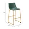 Homeroots Set of Two 29" Green And Gold Faux Leather And Steel Bar Height Bar Chairs 555753 - alternate 4