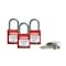 Brady Lockout Padlock, Keyed Alike, Nylon, Red, 1 in Shackle Height, 1 3/16 in Body Width, 1 No. of Keys 118953 - alternate 1