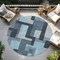 Homeroots 8' Sky Blue Denim Blue And Gray Round Geometric Washable Indoor Outdoor Area Rug 613237 - alternate 3