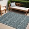 Homeroots 5' X 8' Teal Damask Washable Non Skid Indoor Outdoor Area Rug 563902 - alternate 1