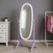 Homeroots 59" Purple And White Wood Freestanding Oval Framed Cheval Mirror 468369 - alternate 2