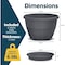 Lifemaster 10-Inch Whiskey Barrel Planters, Durable Plastic Pots with Drainage and Saucer, 5PK LMPBP5GRY5 - alternate 2