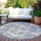 Homeroots 8' Blue And Denim Blue Round Floral Washable Indoor Outdoor Area Rug 609530 - alternate 2