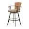 Homeroots 40" Brown Metal Swivel Outdoor Counter Height Bar chair with Footrest 571170 - alternate 2
