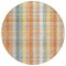 Homeroots 8' Peach Ivory And Orange Round Plaid Washable Indoor Outdoor Area Rug 613983 - alternate 3