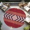 Homeroots 8' Red White And Navy Blue Round Southwestern Washable Indoor Outdoor Area Rug 613947 - alternate 4