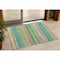 Homeroots 3' X 5' Artichoke Green Peach And Teal Blue Striped Washable Indoor Outdoor Area Rug 631191 - alternate 1