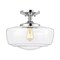 Jonathan Y Marfa 14" 1-Light Modern Farmhouse Schoolhouse Frosted Glass/Metal LED Semi Flush Mount, Chrome JYL7517C - alternate 1