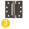 Global Door Controls 4 in. x 4 in. Prime Coat Full Mortise Spring Squared Hinge with Non-Removable Pin, PK3 CPS4040-USP-3 - alternate 1