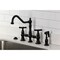 Kingston Brass Bridge Kitchen Faucet with Brass Sprayer, Matte Black KS3270BEXBS - alternate 2
