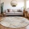 Homeroots 8' Beige Gray And Khaki Round Abstract Washable Indoor Outdoor Area Rug 618078 - alternate 3