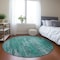 Homeroots 8' Teal Blue Aqua And Gray Round Striped Washable Indoor Outdoor Area Rug 577267 - alternate 2