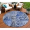 Homeroots 8' Navy Blue And Sky Blue Round Village Houses Washable Indoor Outdoor Area Rug 577849 - alternate 1