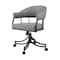 Homeroots Gray And Black Upholstered Faux Leather Open Back Dining Arm Chair With Wheels 569405 - alternate 3