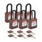Brady Velocity Lockout Padlocks Nylon 1.5in Clearance KA Plastic Shackle Brown 6PK SDPL-BRN-38PL-KA6 - alternate 1