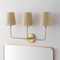 Jonathan Y Lila 26.5" 3-Light Traditional Coastal Scalloped Fabric Shade/Metal LED Vanity Light, Brass Gold/Brow JYL1609A - alternate 2