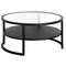 Homeroots 34" Black Glass And Steel Round Coffee Table With Shelf 520953 - alternate 1