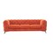 Homeroots 97" Orange Fabric Chesterfield Sofa With Silver Legs 488834 - alternate 1
